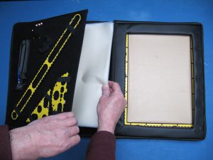 The Tactipad, the tools and the sheets stored in the case