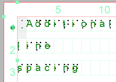 Additional line spacing is applied to text labels and the braille grid