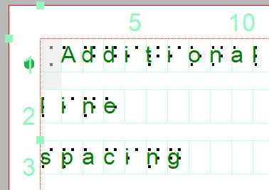 Дополнительный межстрочный интервал применяется к текстовым меткам и сетке Брайля