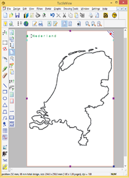 Photo of an MDA on a TactiPad, having plotted almost the whole map countours of the Netherlands.