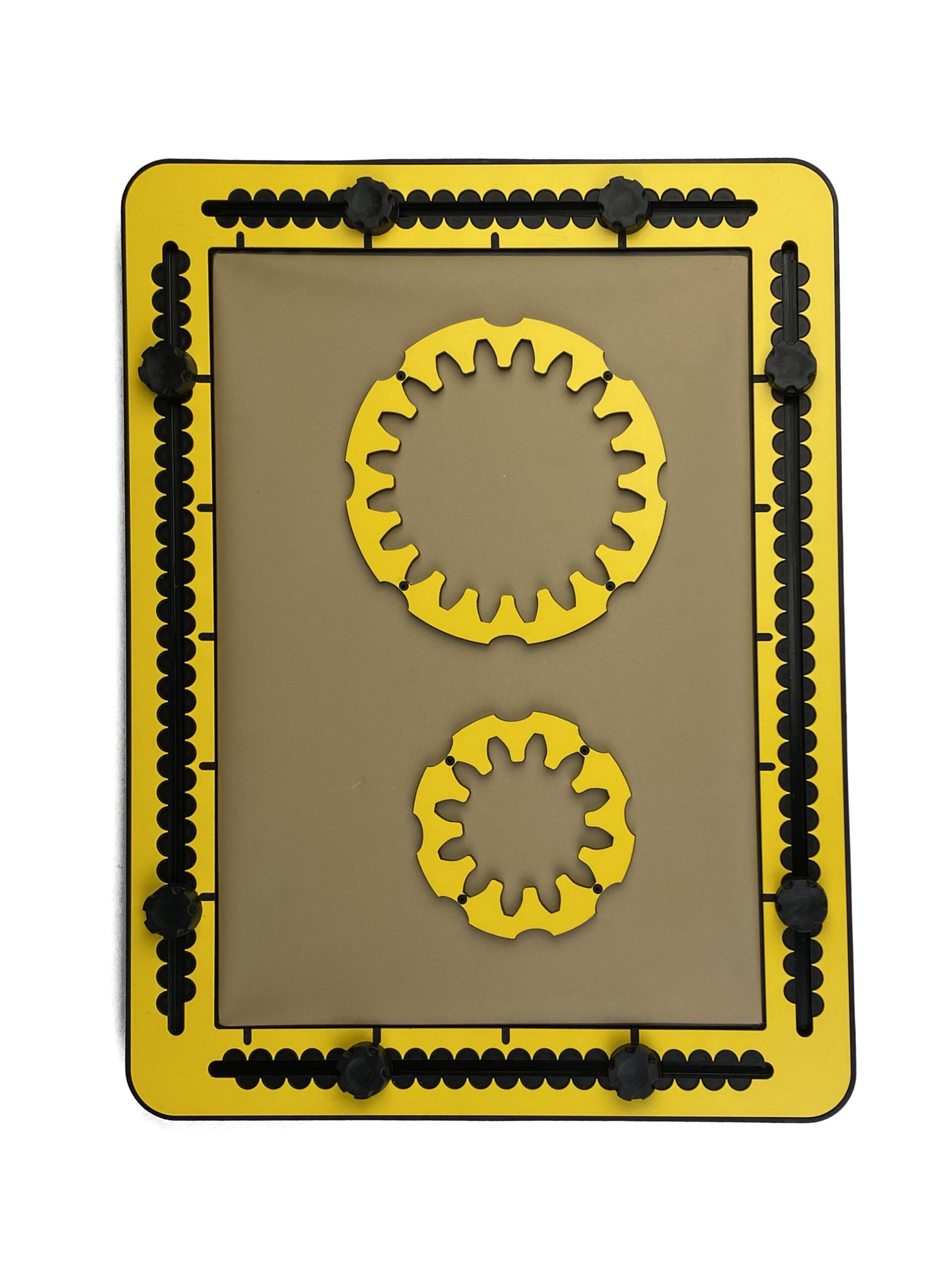 Photo of two Spur Wheel Templates on the TactiPad