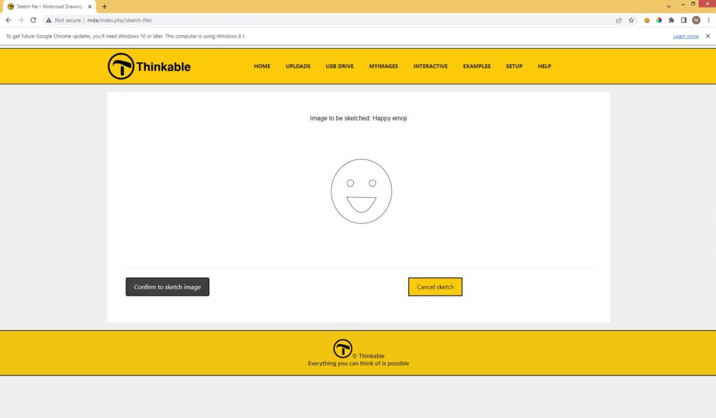 Photo: A screenshot from the example’s page where a smiley is selected to be sketched.